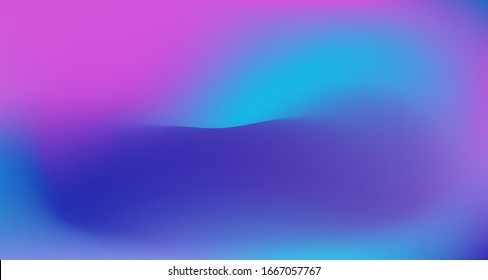 Blue Purple Pink Digital Gradient Background. Elegant Colorful Vibrant Defocused Horizontal Banner. Fluid Neon Bright Trendy Wallpaper. Fluorescent Noble Vector Color Overlay. 80s Glam Gradient Paper