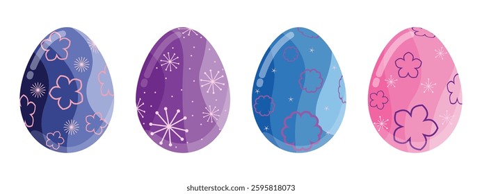 Blue Purple Pink Easter Egg And Pastel Color Decorations
