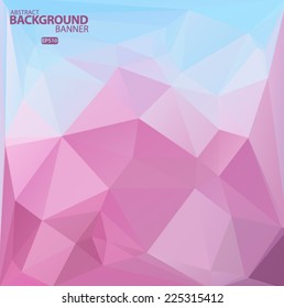 Blue, purple, pink geometric pattern, triangles background, polygonal design. Vector EPS 10 illustration.