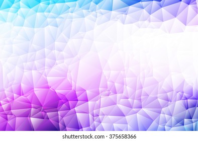 Blue, purple, pink geometric pattern, triangles background, polygonal design.