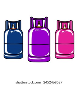 blue purple and pink LPG gas vector illustration, gas elpiji biru ungu dan pink vektor