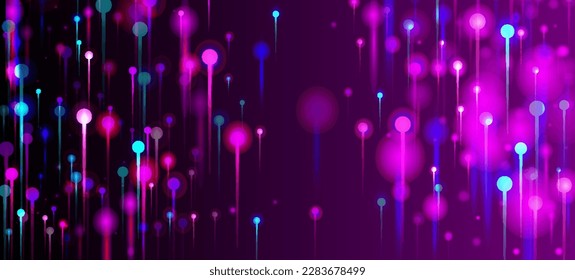Blue Purple Pink Modern Wallpaper. Network Technology Banner. Artificial Intelligence Big Data Internet Technology Background. Vivid Light Glow Particles. Fiber Optics Social Science Light Pins.