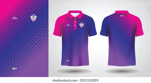 plantilla de jersey de sublevación de camisa deportiva de polo azul púrpura y rosa