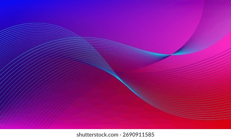 Blue purple and pink red gradient mesh abstract background with wavy blended lines nice for wallpaper or banner