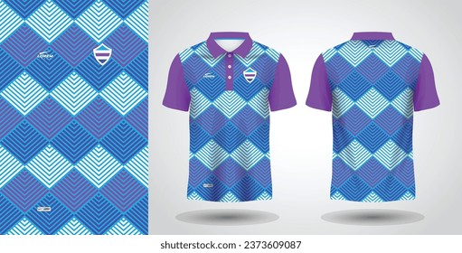 blue purple polo shirt sublimation sport jersey template