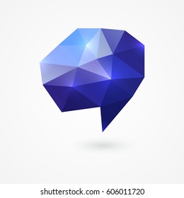 Blue purple polygonal speech bubbles. Isolated on white background