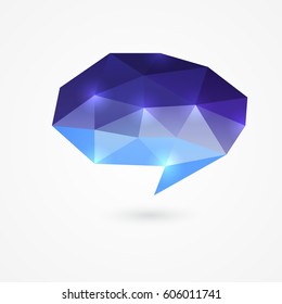 Blue purple polygonal speech bubbles. Isolated on white background