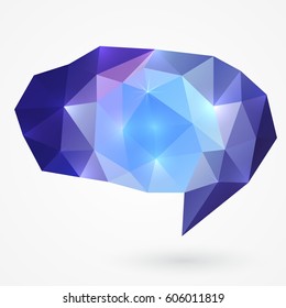 Blue purple polygonal speech bubbles. Isolated on white background