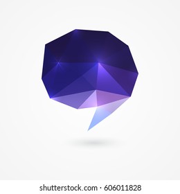 Blue purple polygonal speech bubbles. Isolated on white background