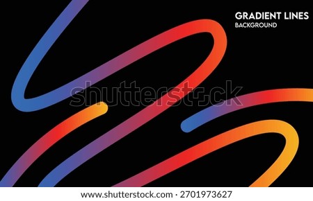 Blue Purple Red Orange Gradient Lines – Abstract Flowing Curves on Black Background