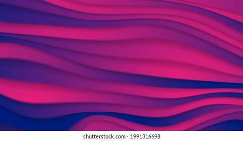 Blue and purple refracted curved waves abstract vector background