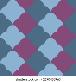blue and purple repetitive background. abstract geometric shapes. vector seamless pattern. fabric swatch. wrapping paper. classic ornament. modern stylish texture. design element for textile, cloth