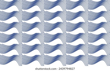 blue purple ribbon block on white background, seamless pattern with repeat blue waves as horizontal strip line, replete image design for fabric printing patter