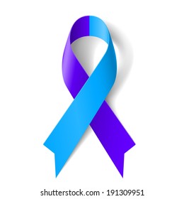 Blue and purple ribbon as symbol of rheumatoid arthritis