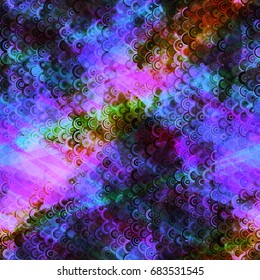 Blue and purple seamless texture with small circles and arcs. Like grunge fish scales pattern. Abstract vector background