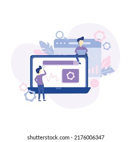 blue and purple search engine optimization digital marketing illustration flat style