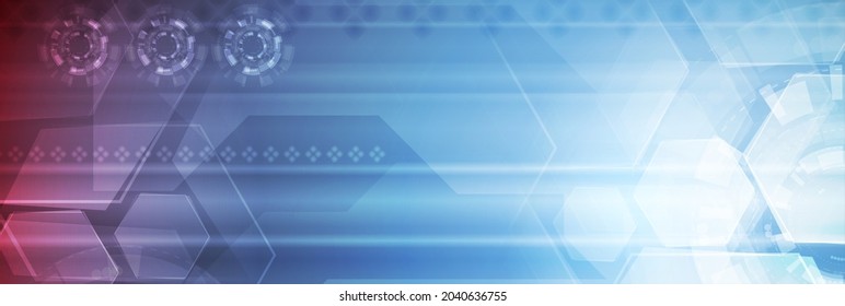 Blue and purple shiny technology abstract background. Vector banner design