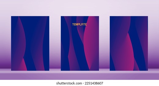 blue and purple smooth flowing dynamic wave backgrounds, set card collection fashion abstract banner template vector illustration