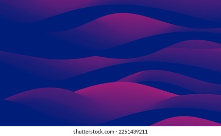 fondo de onda dinámica azul y púrpura lisa, plantilla de pancarta abstracta de moda ilustración vectorial