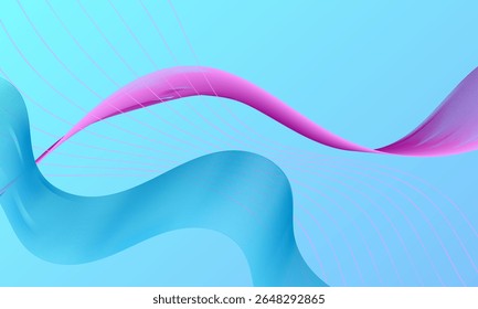 blue purple smooth stripe lines wave curves on soft gradient abstract background