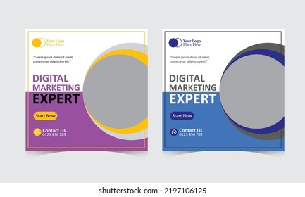Blue and Purple Social Media Post Template. 