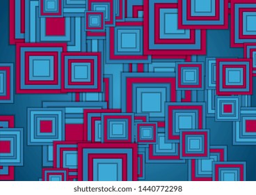Blue and purple squares abstract tech geometry background. Vector design