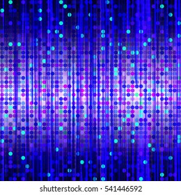 Blue and purple stripes background with dots and gradient. Digital vector design. Seamless texture