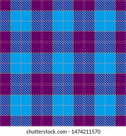 Blue and Purple Tartan Plaid Scottish Seamless Pattern. Texture from tartan, plaid, tablecloths, shirts, clothes, dresses, bedding, blankets and other textile.