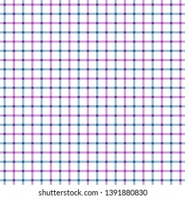 Blue and Purple Tattersall Check Pattern. Men's Shirt Fashion Textile Fabric. Repeating Tile Plaid Pattern.