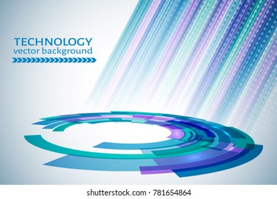 Blue and purple technology abstract circle background.  Vector illustration. Easy to edit design template for your business projects. 