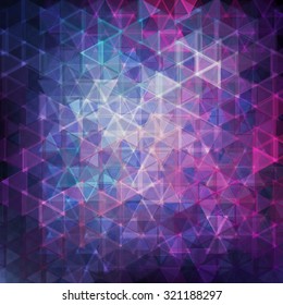 Blue and purple triangle mosaic. Background design for poster, flyer, cover, brochure.