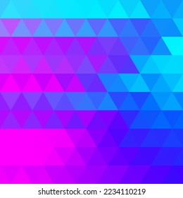 Blue to purple triangles. Modern vector design. Decor element.