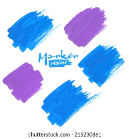 Blue and purple vector marker stains