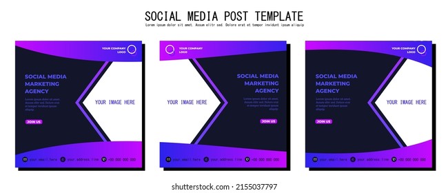 Blue Purple Vector Social Media Post Template, vector art illustration and text, Simple and Elegant Design Full Color