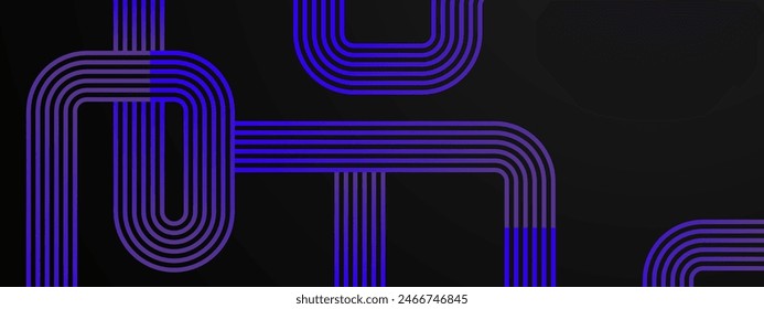 Blue and purple violet abstract dynamic line stripe banner
