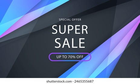 Blue blue and purple violet vector abstract sale background design with shapes. Vector super sale template design. Big sales special offer. End of season party background