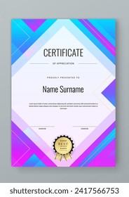 Blaue und violette Vektorgrafik-Luxuszertifikate - Corporate Template Design