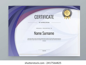 Blue and purple violet vector modern luxury certificate corporate template design