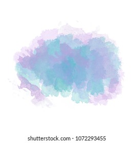 Blue  and purple watercolor painted stain isolated on white background, vector eps 10