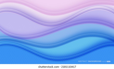 Blue and purple wave shape with dot pattern abstract background. Vector illustration