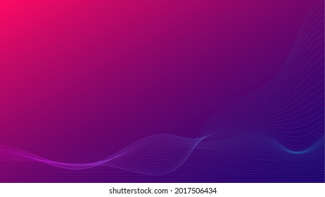 Superficie de partículas onduladas azul y púrpura en fondo multicolor. Pancarta abstracta de tecnología o ciencia. Fondo del ciberespacio. Partículas con efecto DOF. Ilustración del vector EPS10.