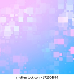 Blue purple white pink vector abstract glowing background with random sizes rounded tiles square