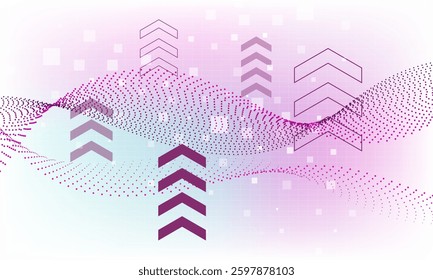 blue purple white soft gradient with arrow shapes and dot lines wave curves abstract high technology background