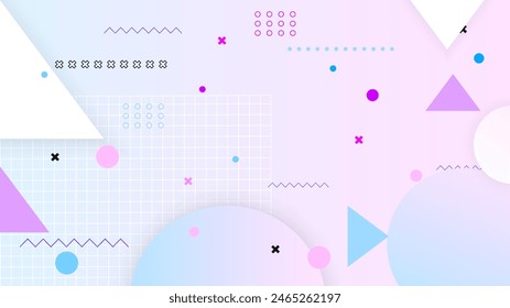 Diseño geométrico creativo de Vector azul púrpura y blanco para fondo abstracto con Formas y estilo memphis