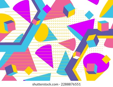 Blue, purple and yellow abstract deluxe geometric background. Futuristic simple vector shapes backdrop. Busy luxury illustration design.