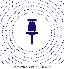 Icono de empuje azul aislado en fondo blanco. Signo de Thumbtacks. Puntos aleatorios del círculo abstracto.  Ilustración vectorial