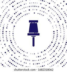 Icono de empuje azul aislado en fondo blanco. Signo de Thumbtacks. Puntos aleatorios del círculo abstracto. Ilustración vectorial