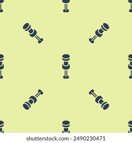 Icono de pin azul aislado patrón sin fisuras sobre fondo amarillo. Signo de pulgar.  Vector