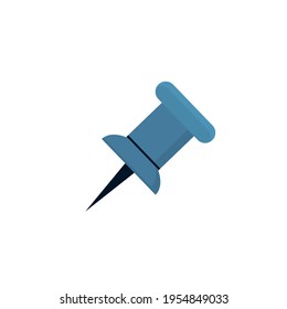 Anclaje de empuje azul. Aguja para la nota de fijación a bordo. Ilustración vectorial aislada en fondo blanco. 