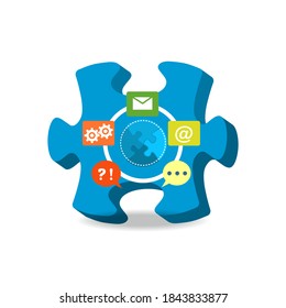 Blue puzzle 3d vector icon. Eps 10. Business symbol.